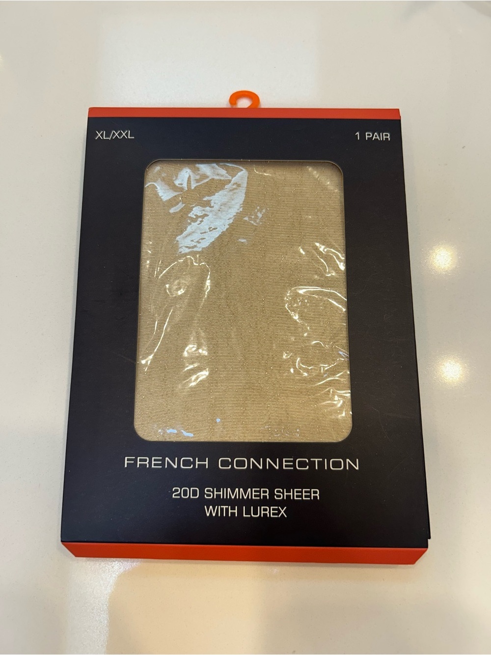 French Connection Shimmer Sheer Hosiery in Gold size xl/xxl